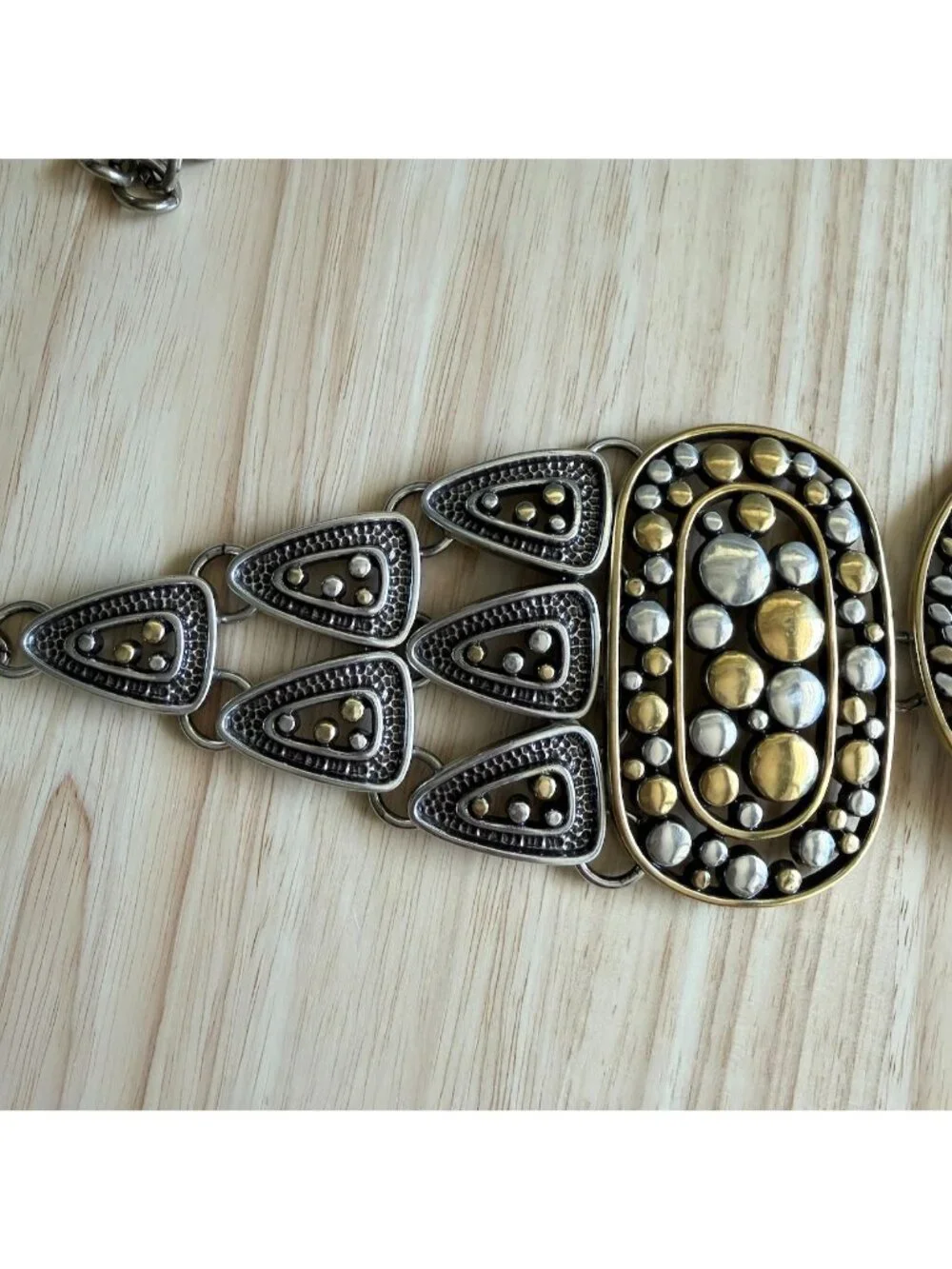 Vintage Chico's Statement Belt L - XL Medallion in Silver and Gold Boho Chic